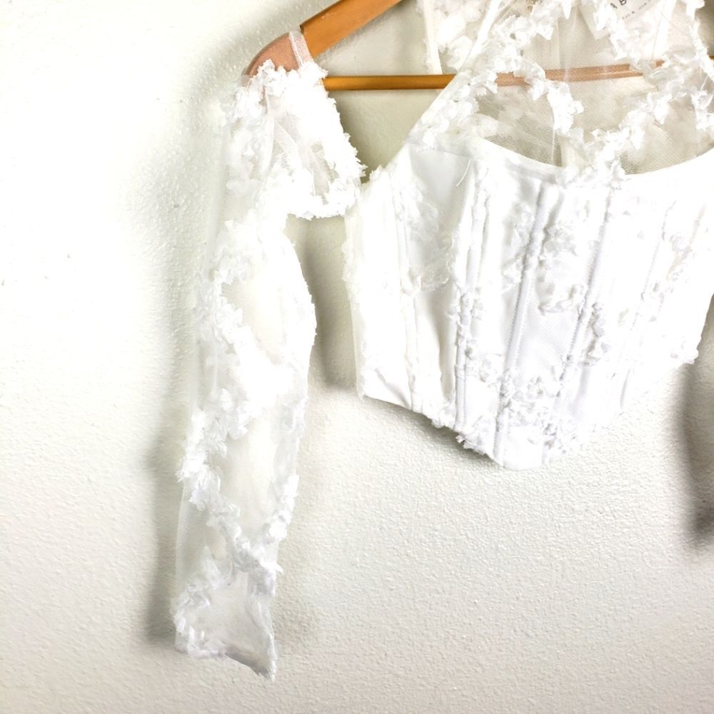 Women's SABO Corset Floral White Sheer Lace Women's Top Size XS - Picture 6 of 10